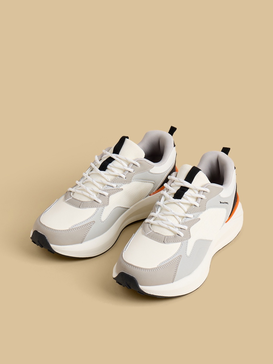 Panelled Lace-Up Sports Shoes