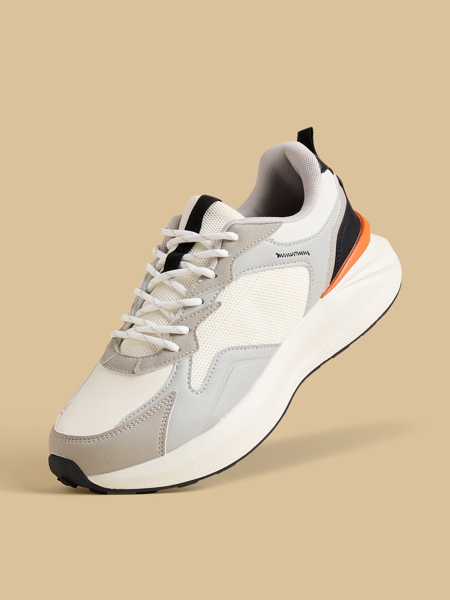 Panelled Lace-Up Sports Shoes