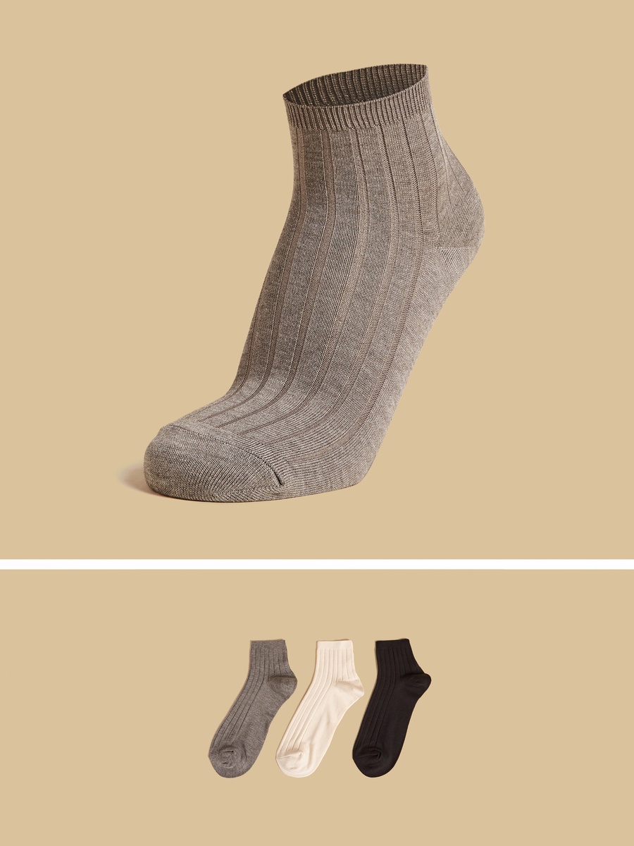 Pack of 3 - Ribbed Ankle Length Socks