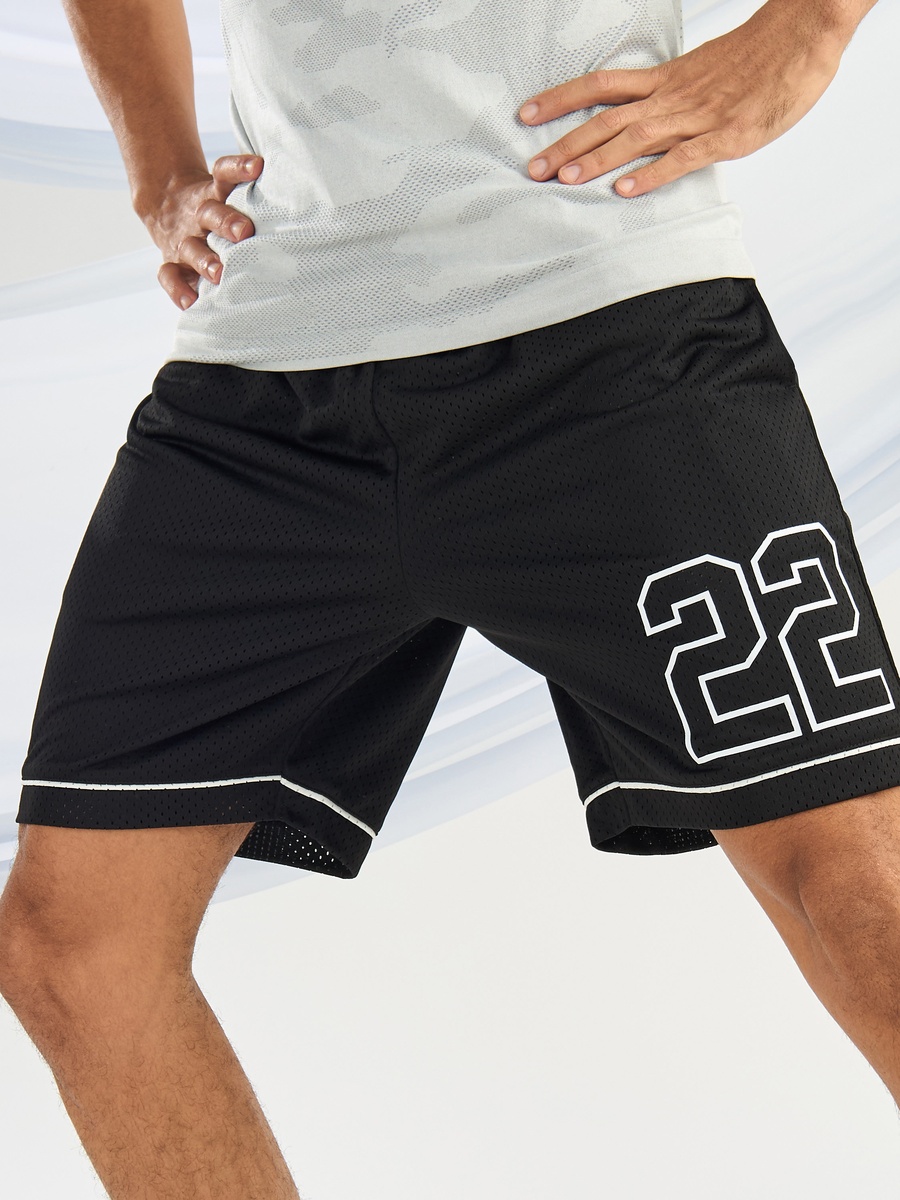 Varsity Print Relaxed Fit Mesh Shorts