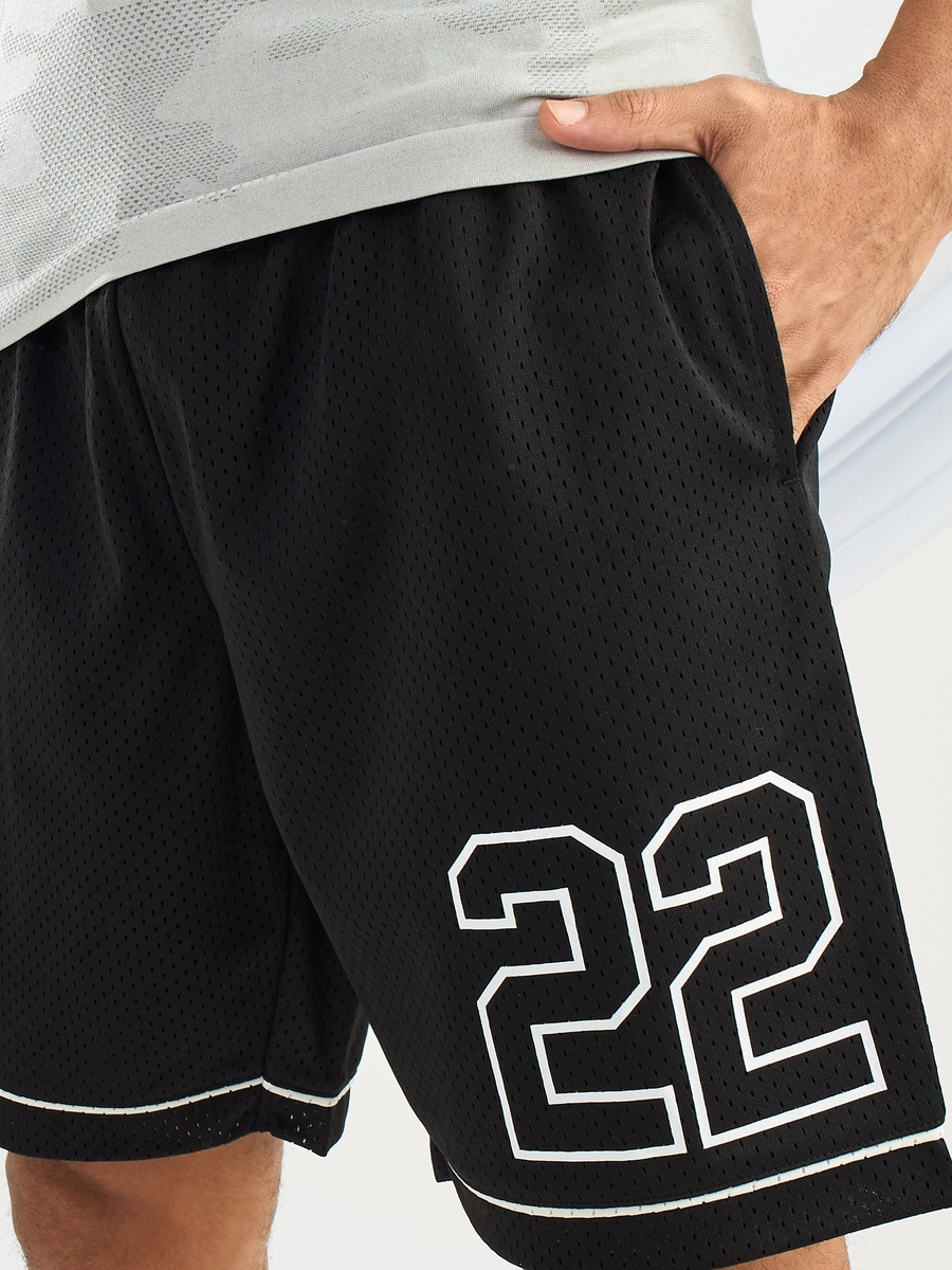 Varsity Print Relaxed Fit Mesh Shorts