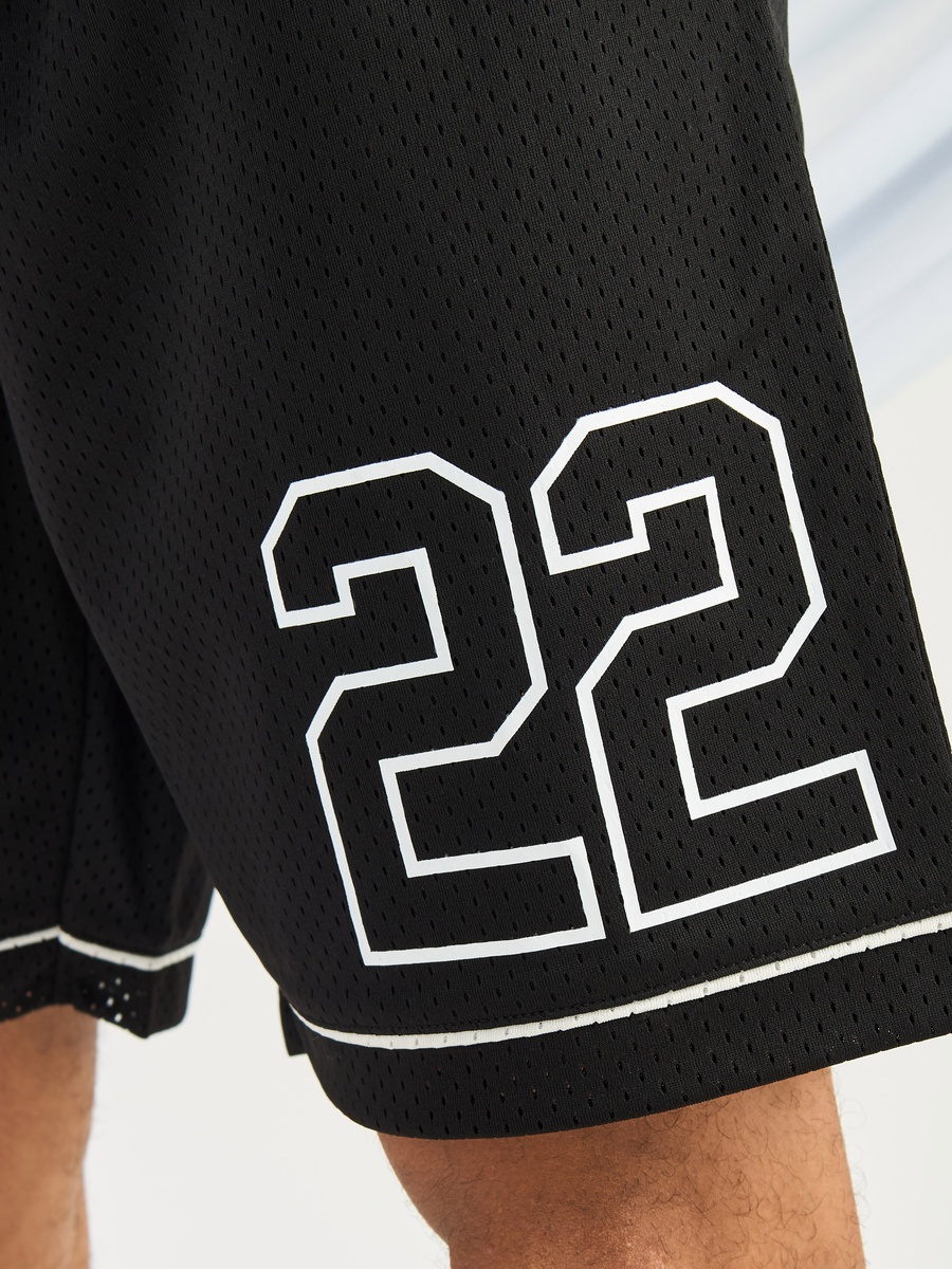 Varsity Print Relaxed Fit Mesh Shorts