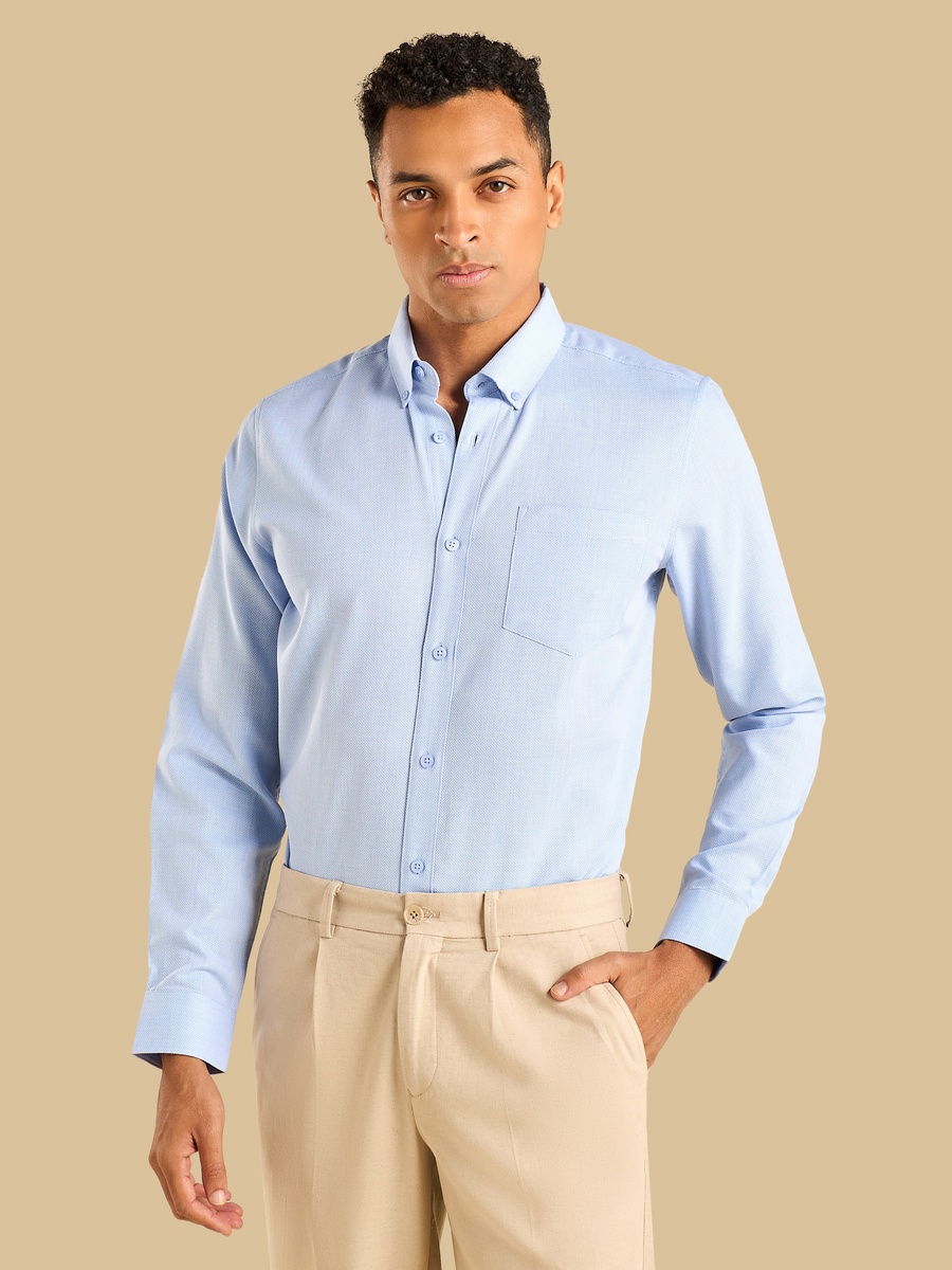 Two Tone Dobby Long Sleeve Shirt
