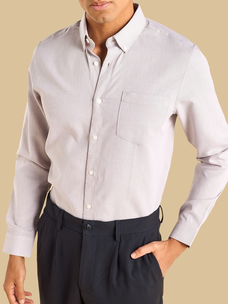 Two Tone Dobby Long Sleeve Shirt