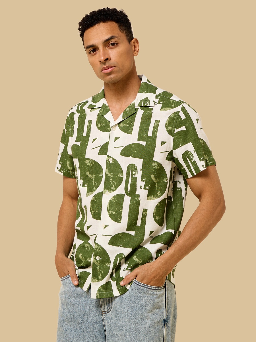 Abstract Print Camp Collar Shirt