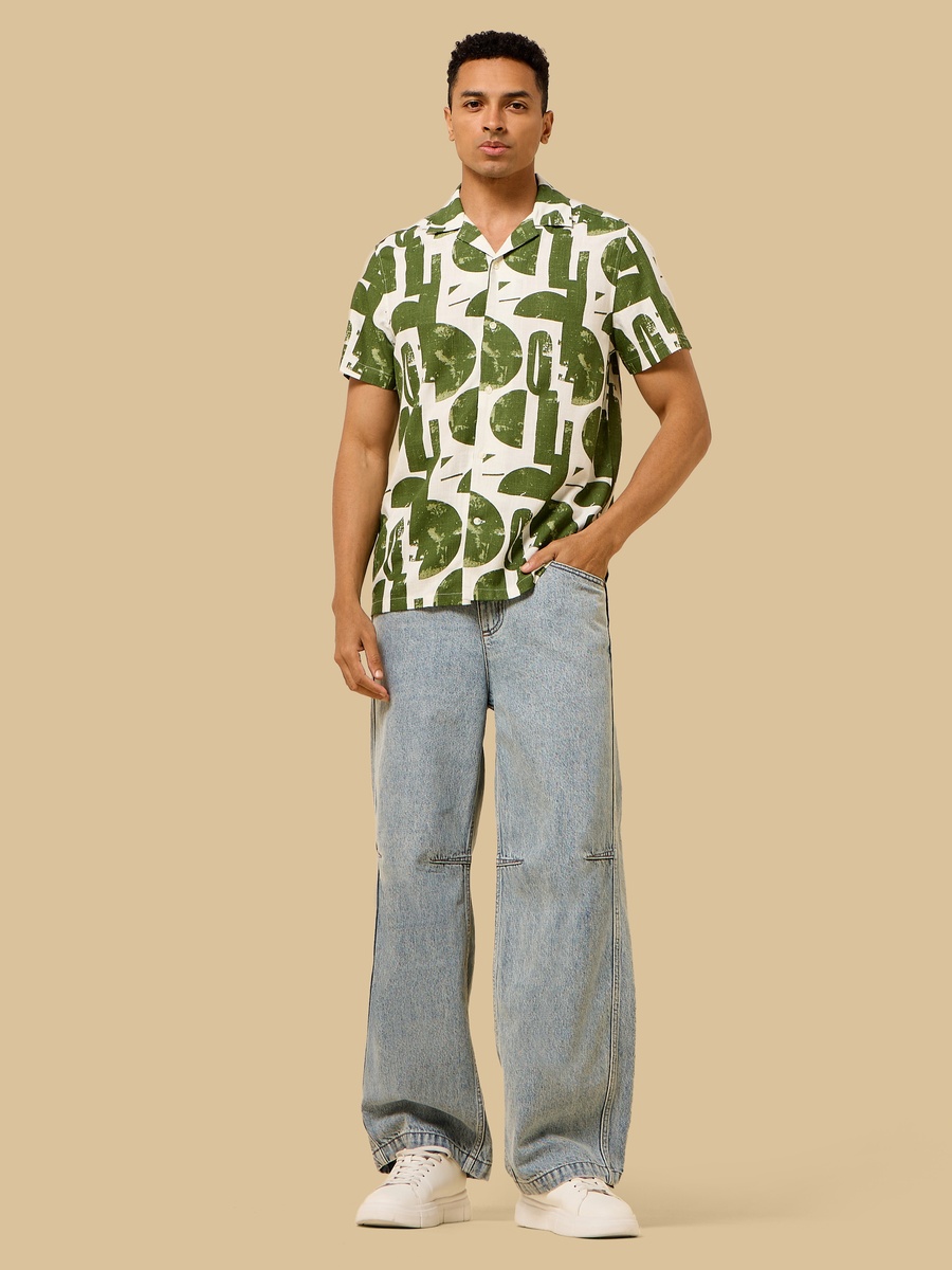 Abstract Print Camp Collar Shirt