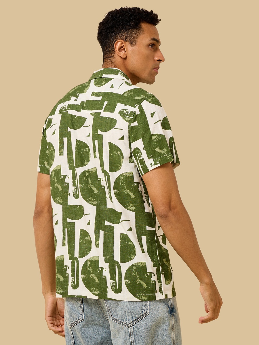 Abstract Print Camp Collar Shirt