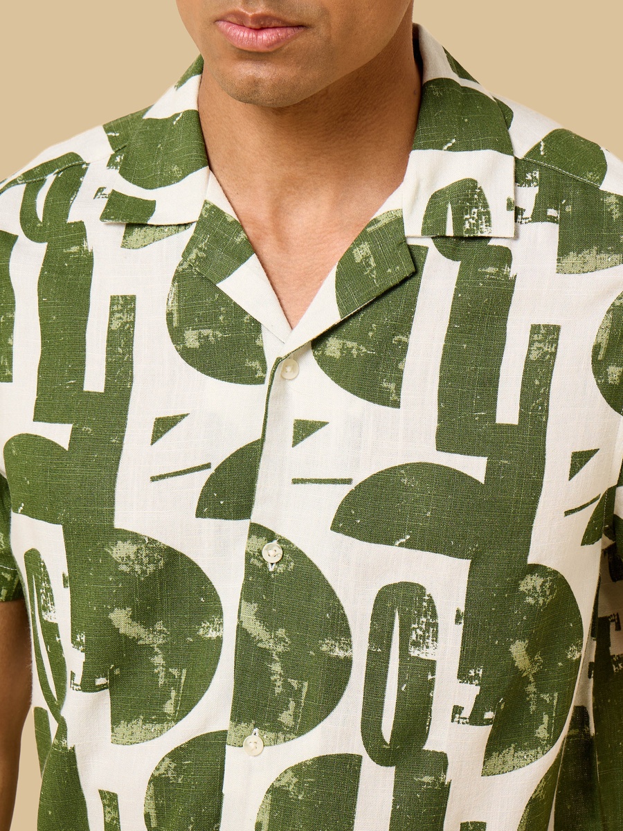 Abstract Print Camp Collar Shirt
