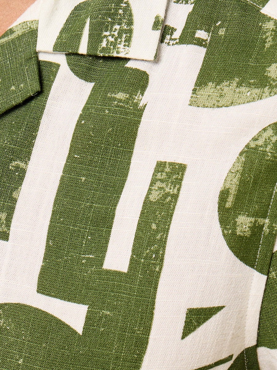 Abstract Print Camp Collar Shirt
