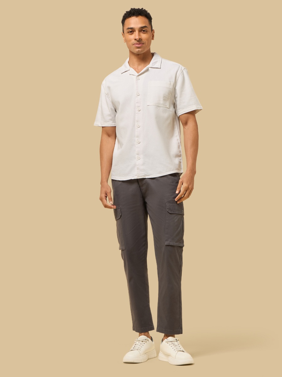 Pleated Twill Cargo Pants