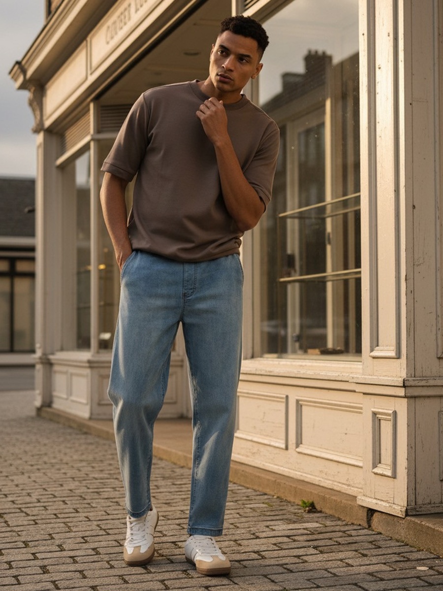 Mid-Rise Drawstring Waist Stretchable Jeans