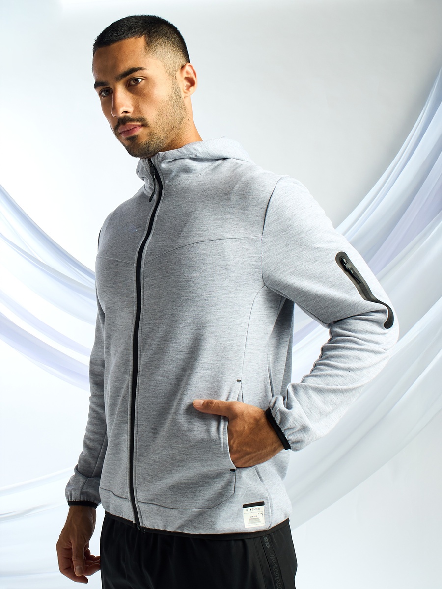 Panelled Interlock Zip Through Hoodie