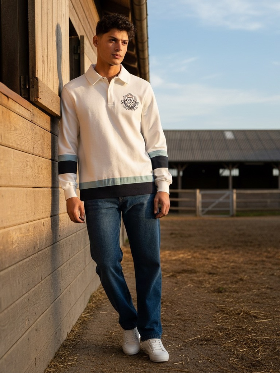 Embroidered Polo Sweatshirt