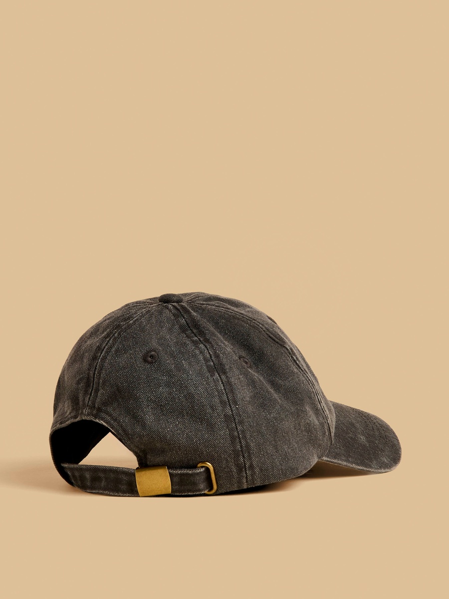 Embroidered Cap with Buckled Strap Closure