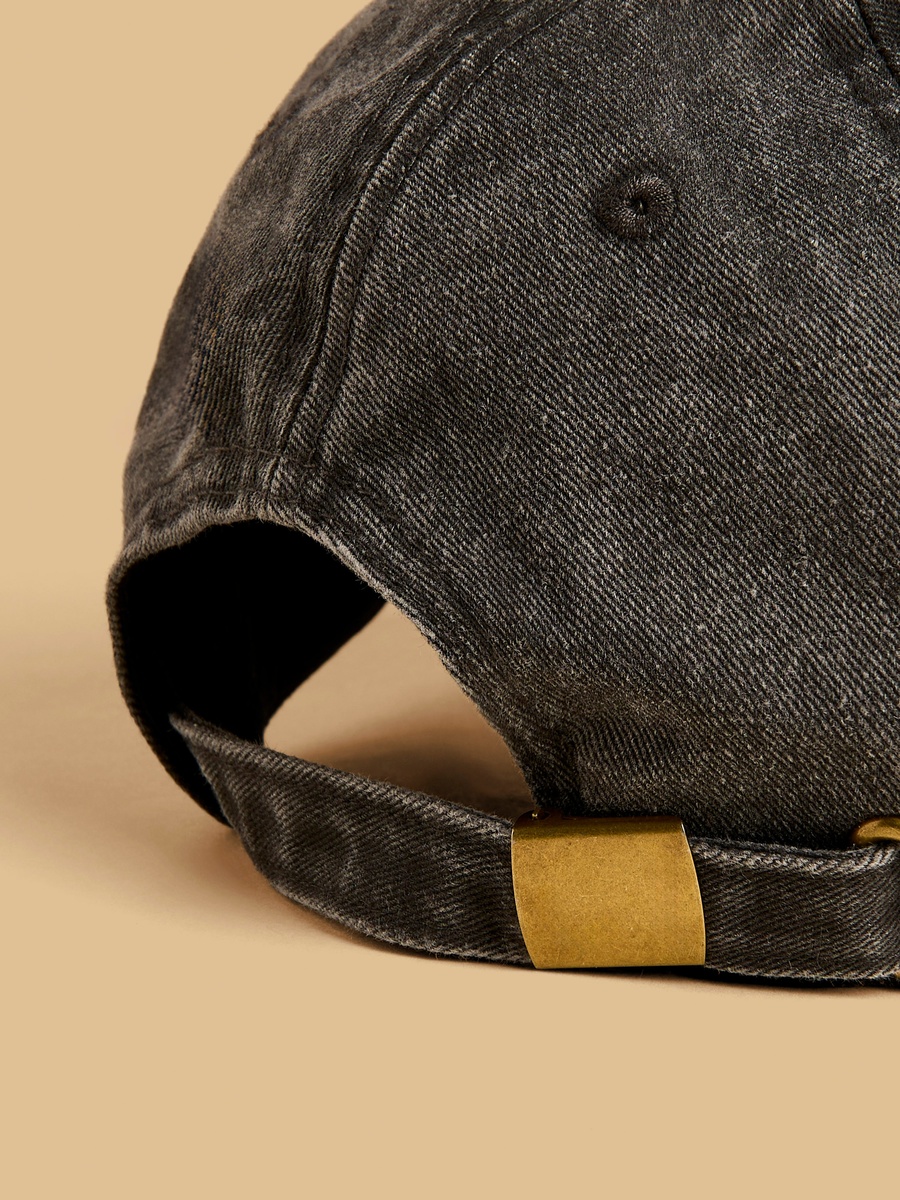 Embroidered Cap with Buckled Strap Closure