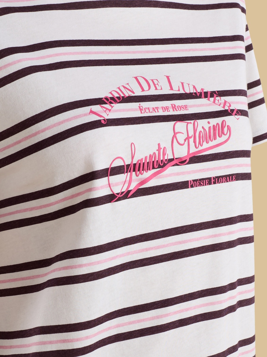 Striped Slogan Print T-Shirt