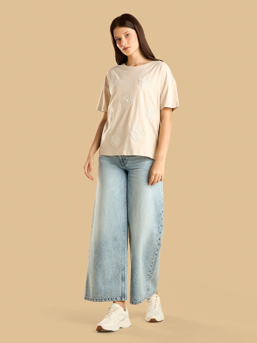 Floral Corded Embroidery T-Shirt