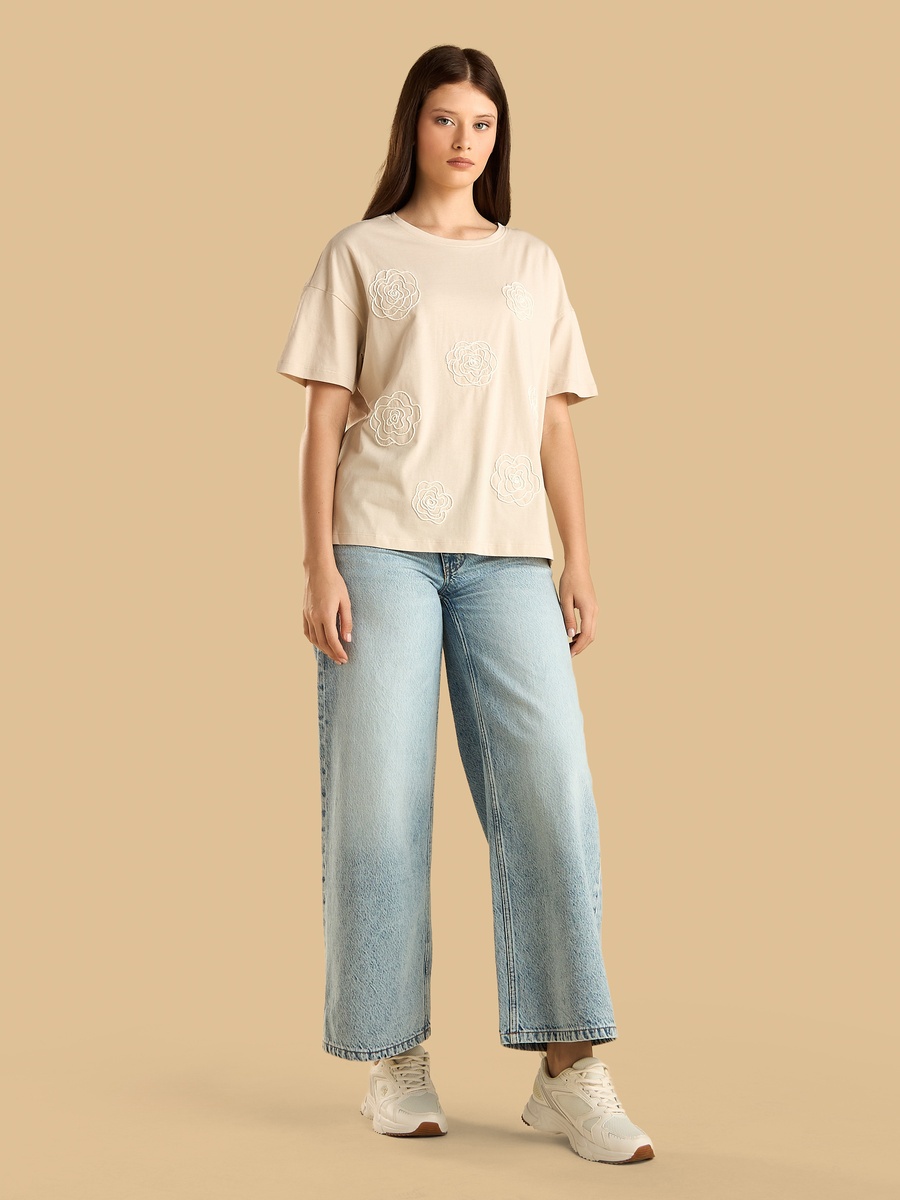 Floral Corded Embroidery T-Shirt