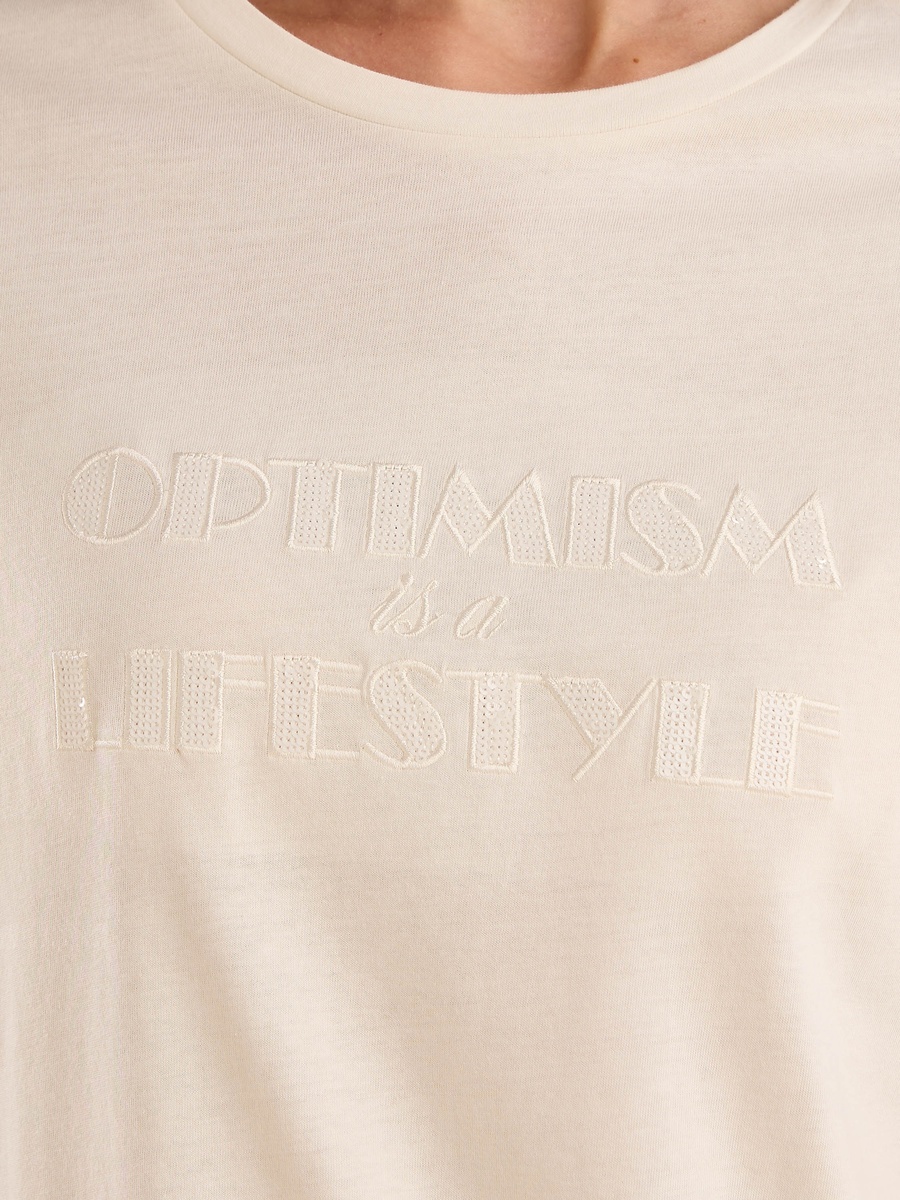 Slogan Embroidered T-Shirt