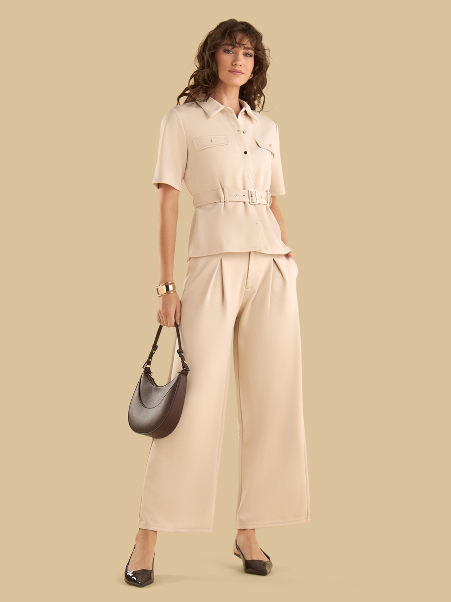 Textured Utility Shirt With Belt