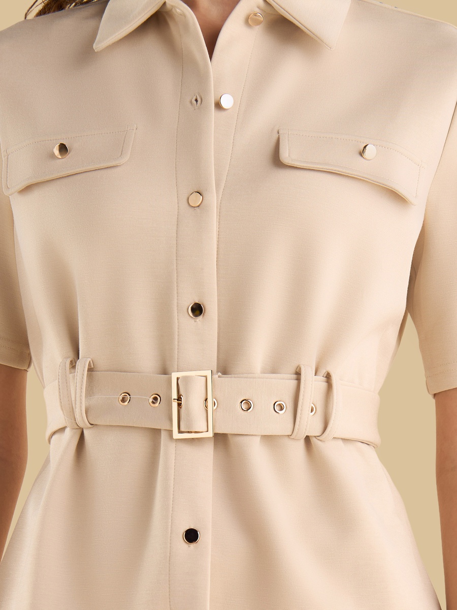 Textured Utility Shirt With Belt