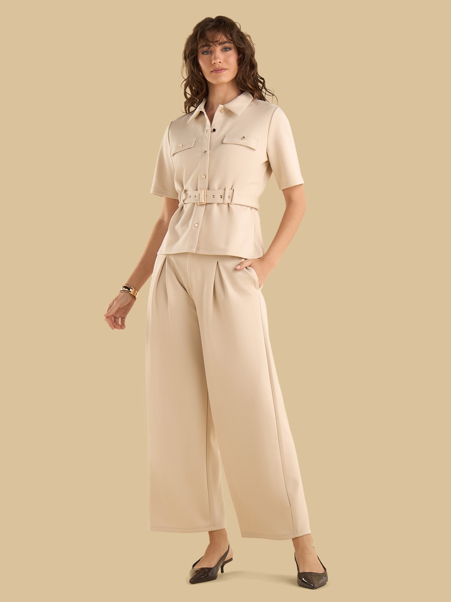 Textured Utility Shirt With Belt
