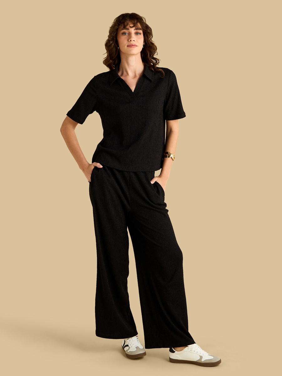 Textured Polo Collar T-Shirt