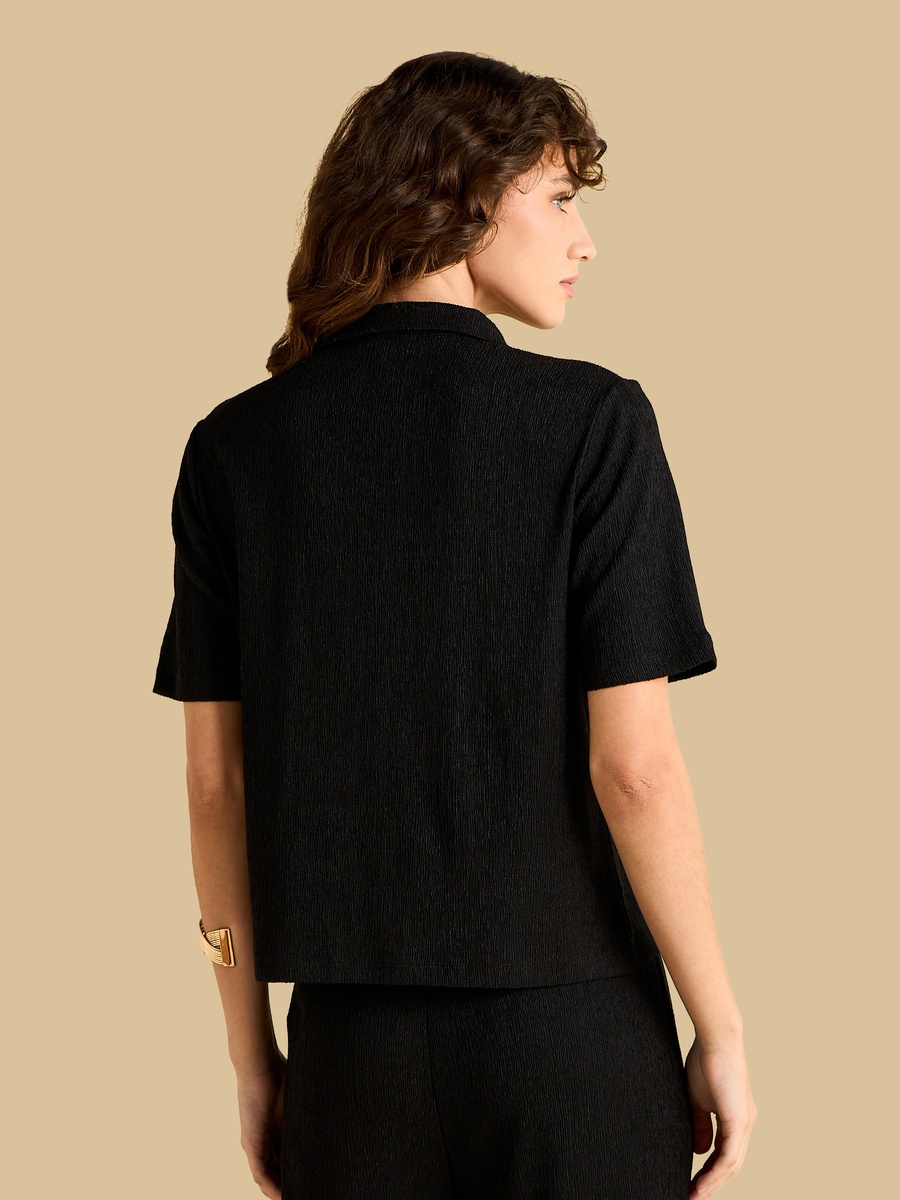Textured Polo Collar T-Shirt