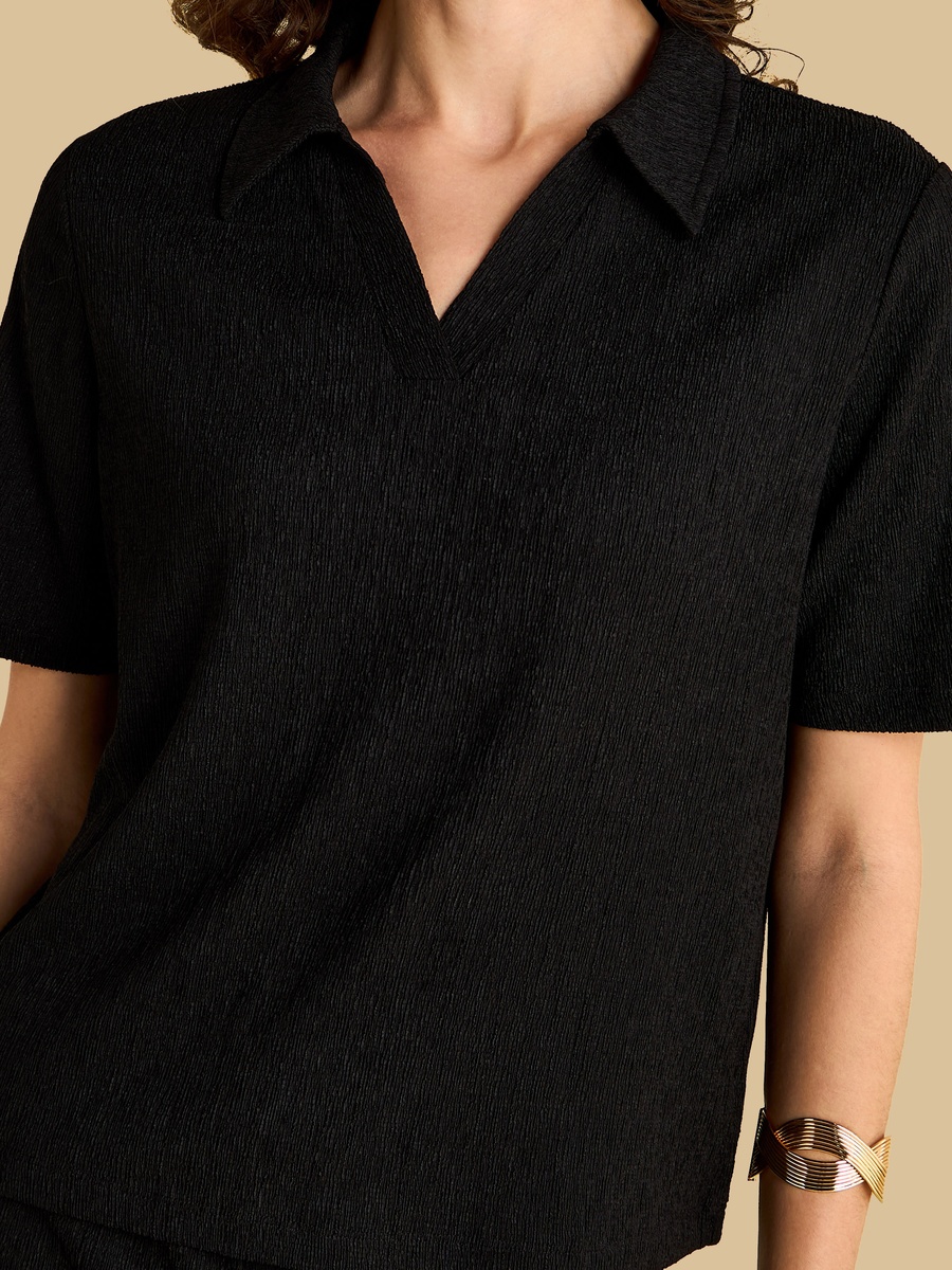 Textured Polo Collar T-Shirt