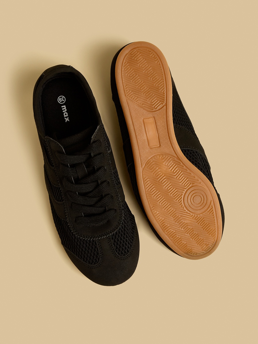 Panelled Lace-Up Sports Shoes
