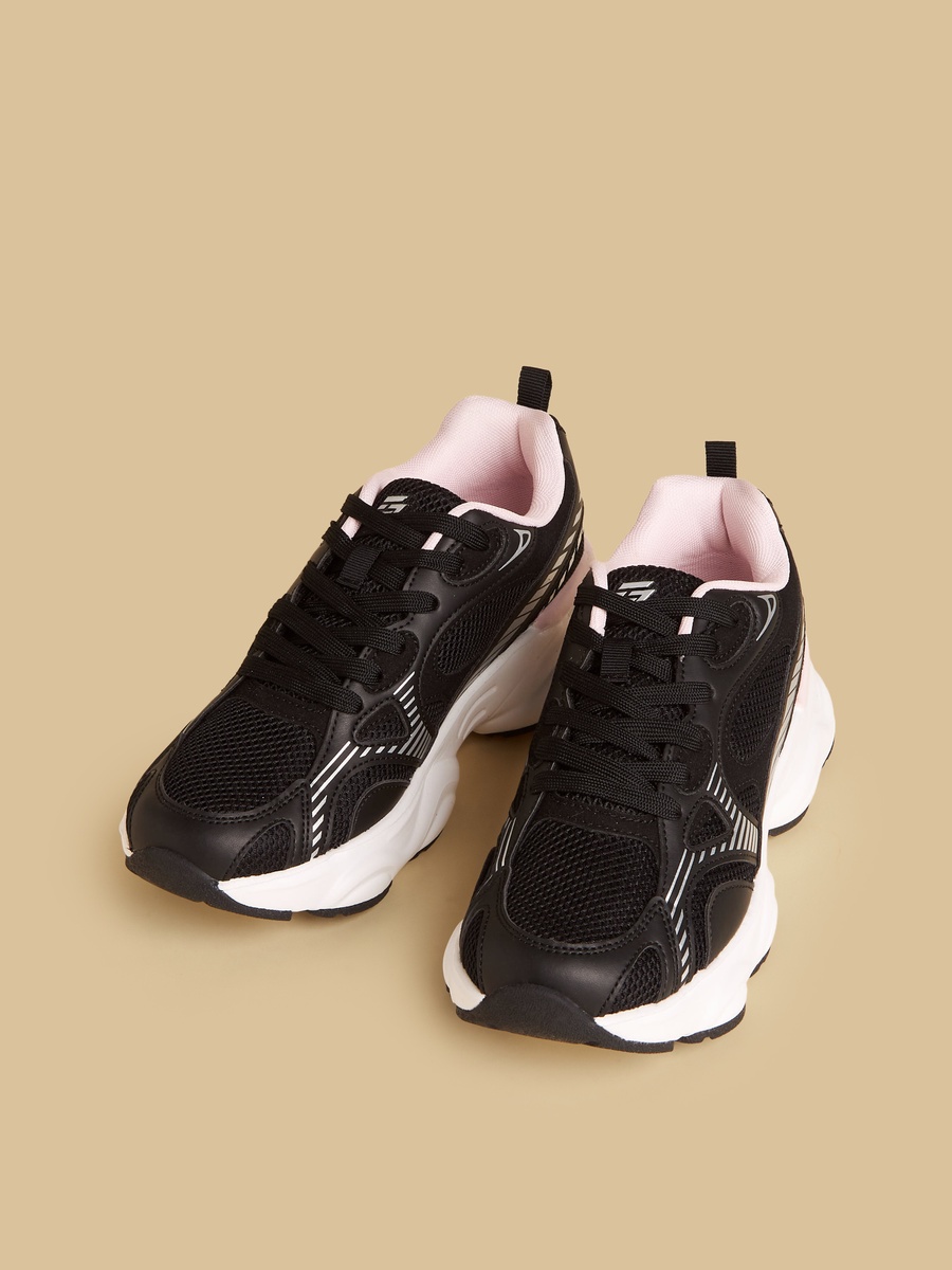 Panelled Sports Shoes with Lace-Up Closure