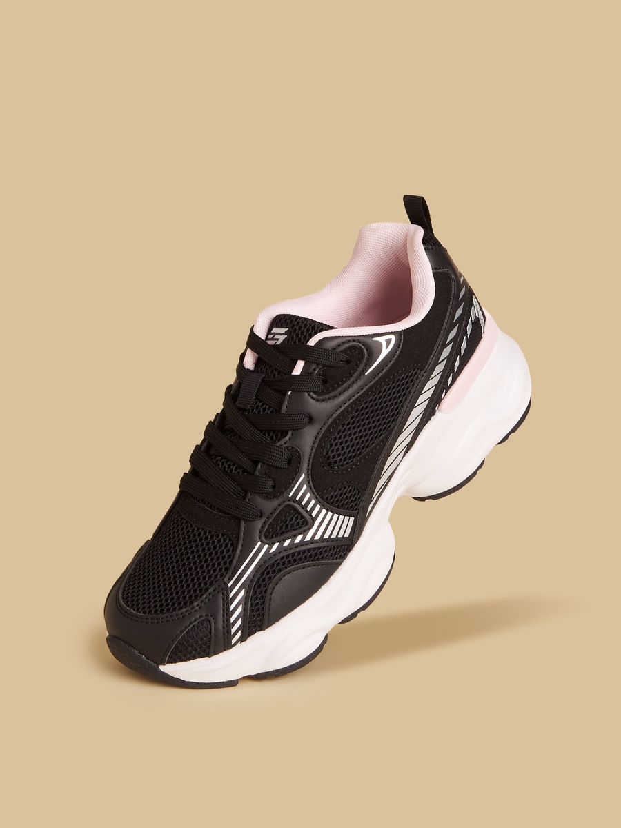 Panelled Sports Shoes with Lace-Up Closure