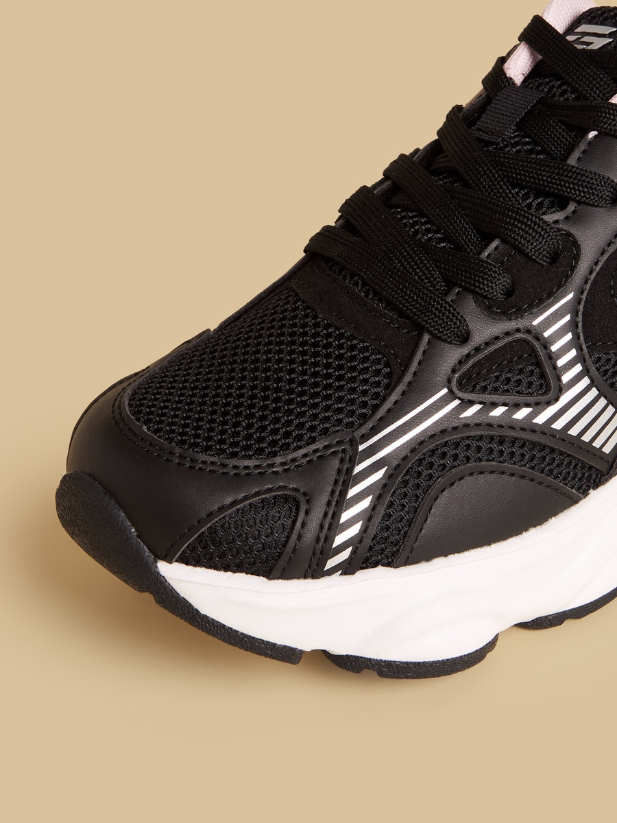 Panelled Sports Shoes with Lace-Up Closure