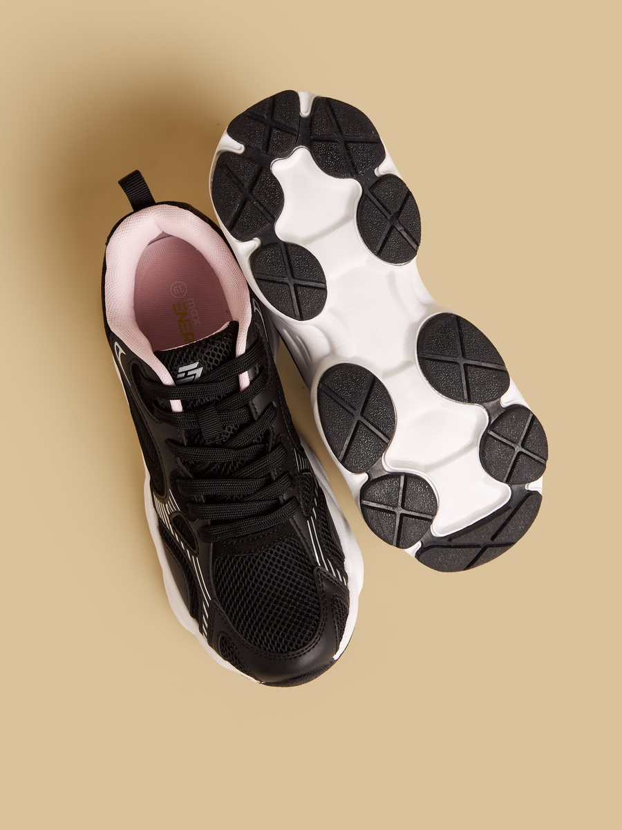 Panelled Sports Shoes with Lace-Up Closure