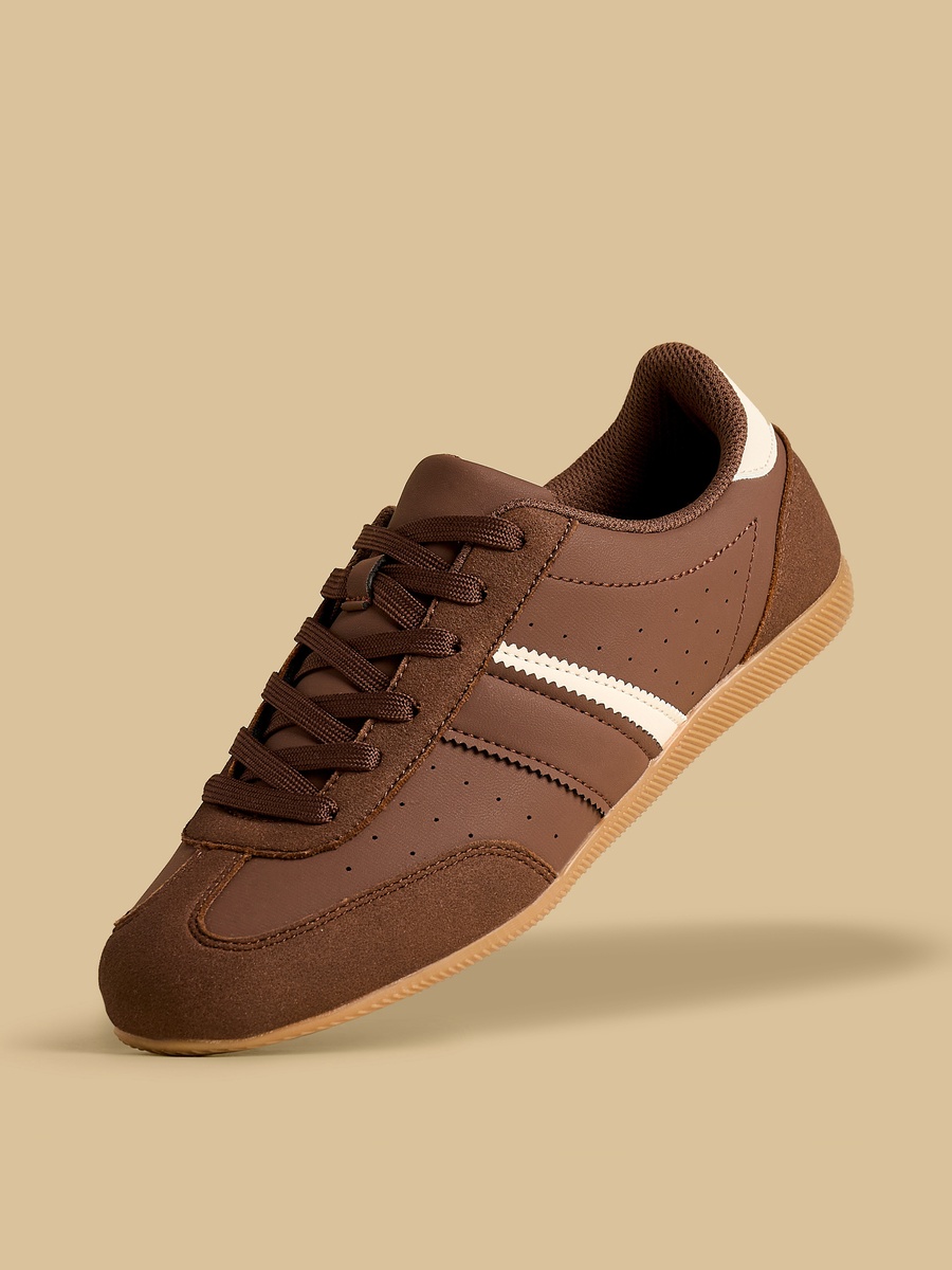 Panelled Sports Shoes with Lace-Up Closure