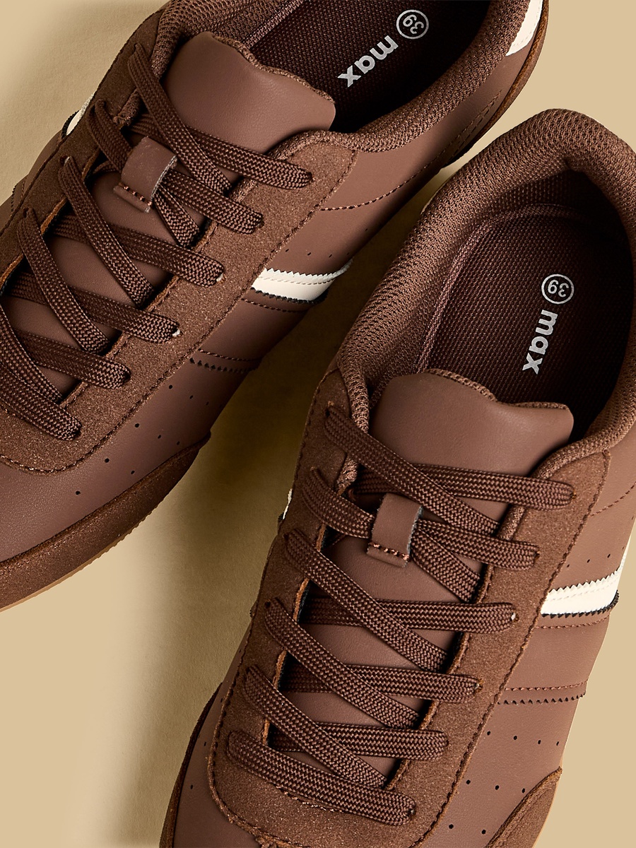 Panelled Sports Shoes with Lace-Up Closure