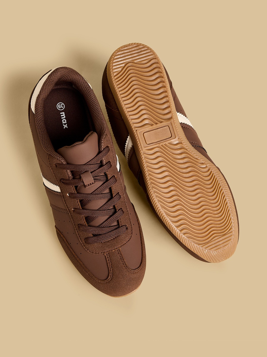 Panelled Sports Shoes with Lace-Up Closure