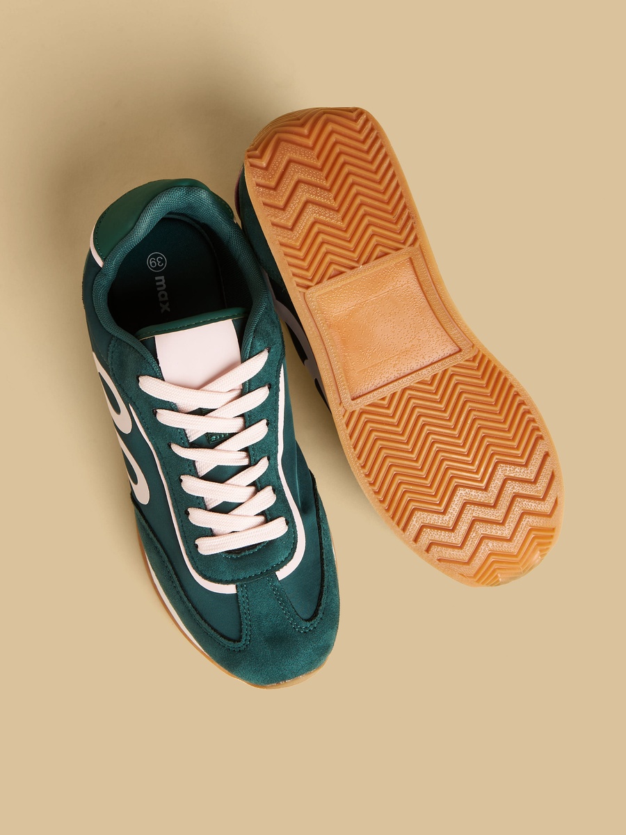 Panelled Sports Shoes with Lace-Up Closure