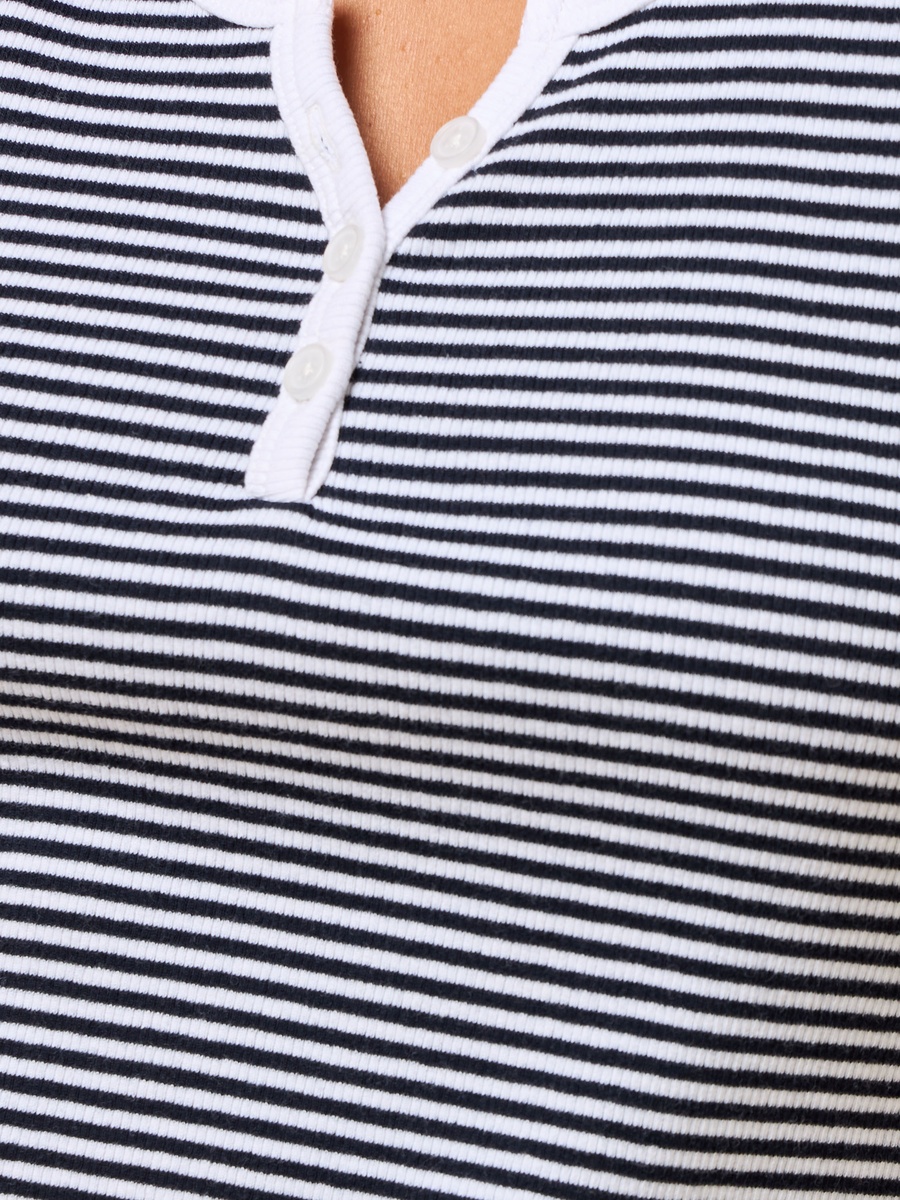 Striped Henley Neck Tank Top