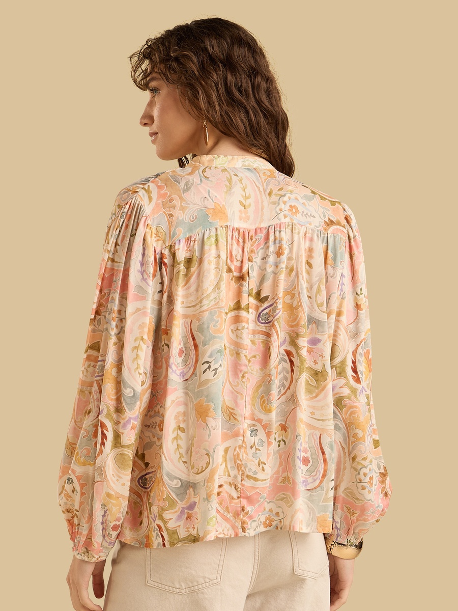 Paisley Print Top with Tie-Ups