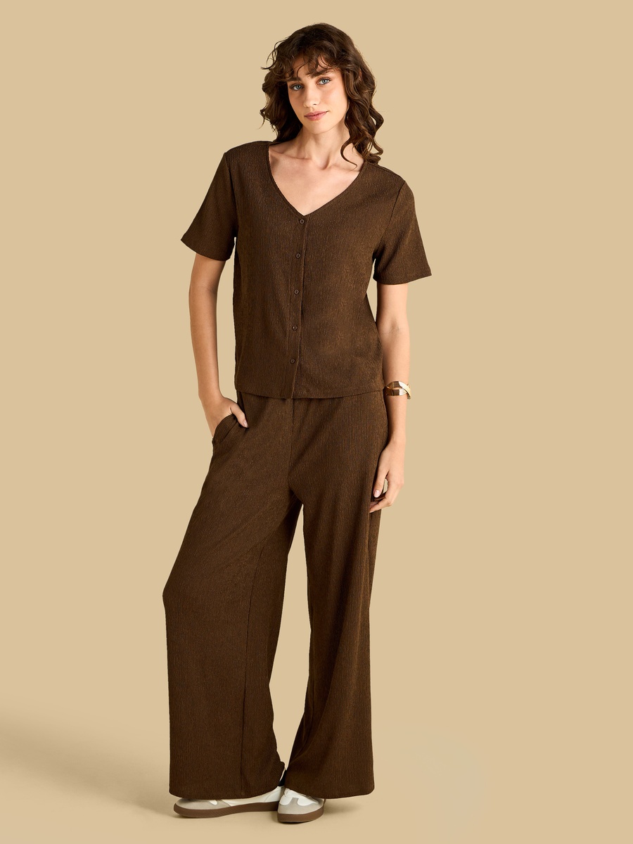 Textured V-Neck Top