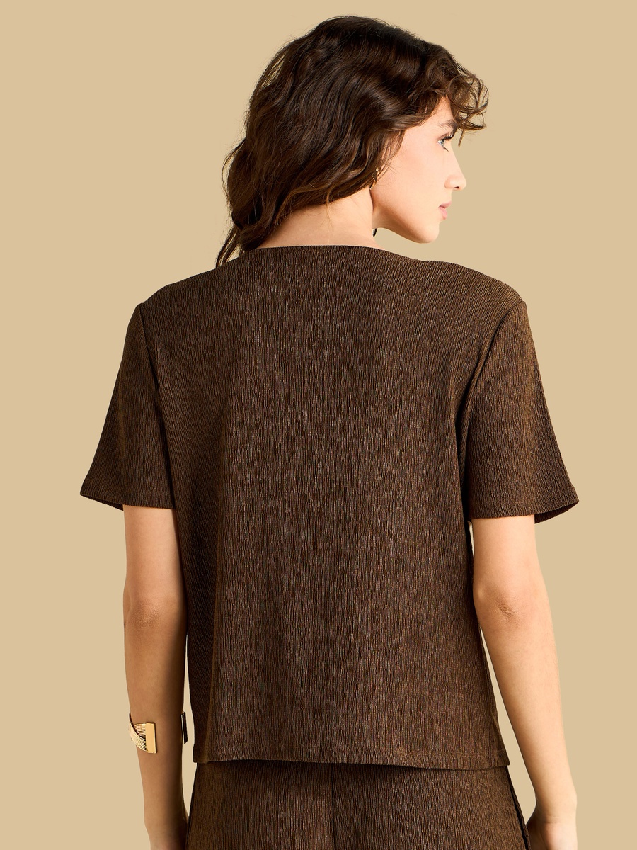 Textured V-Neck Top