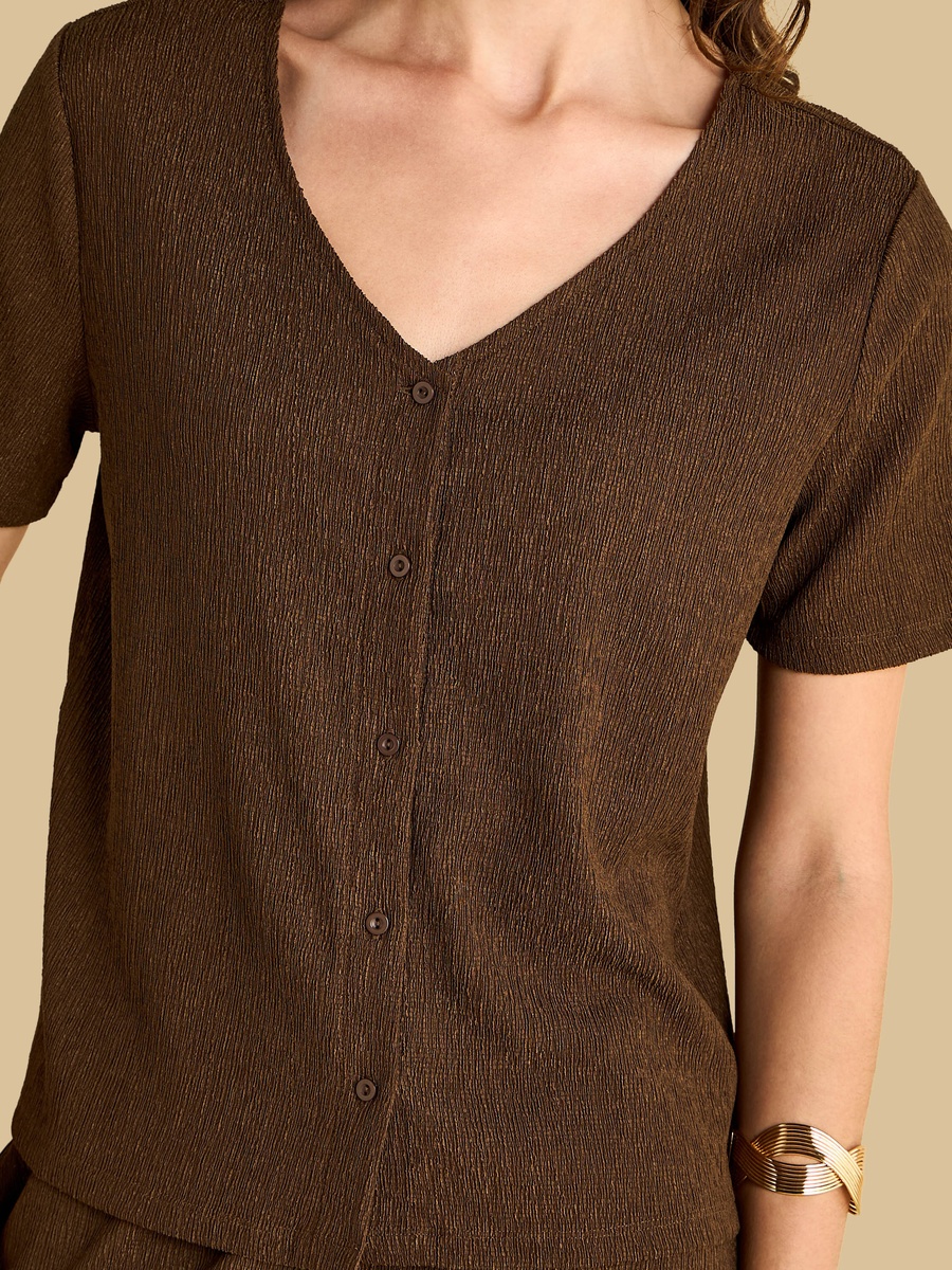 Textured V-Neck Top