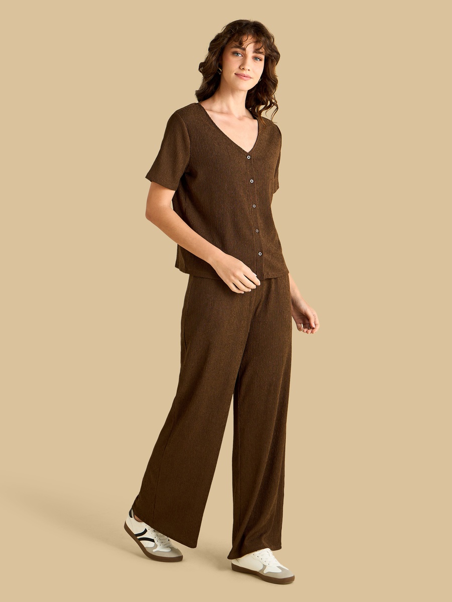 Textured V-Neck Top