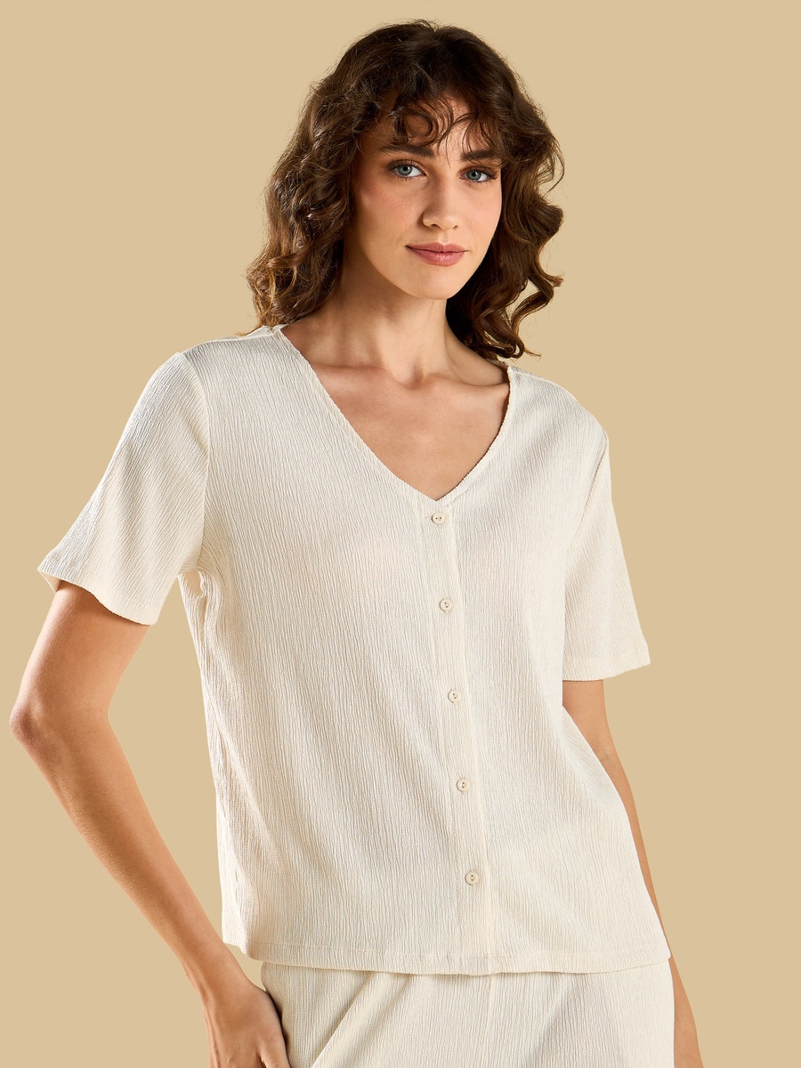Textured V-Neck Top