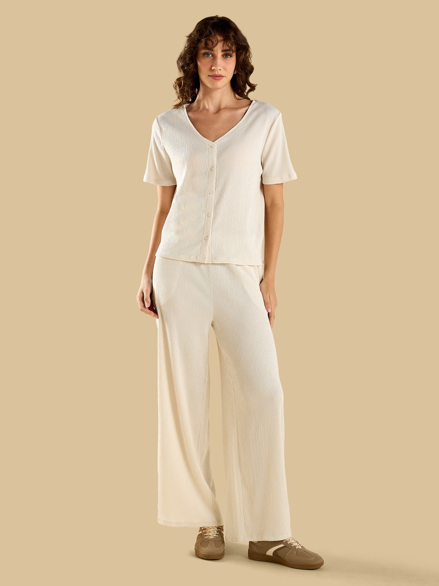 Textured V-Neck Top