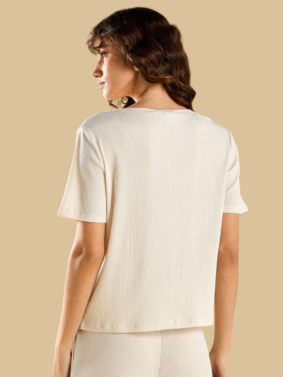Textured V-Neck Top