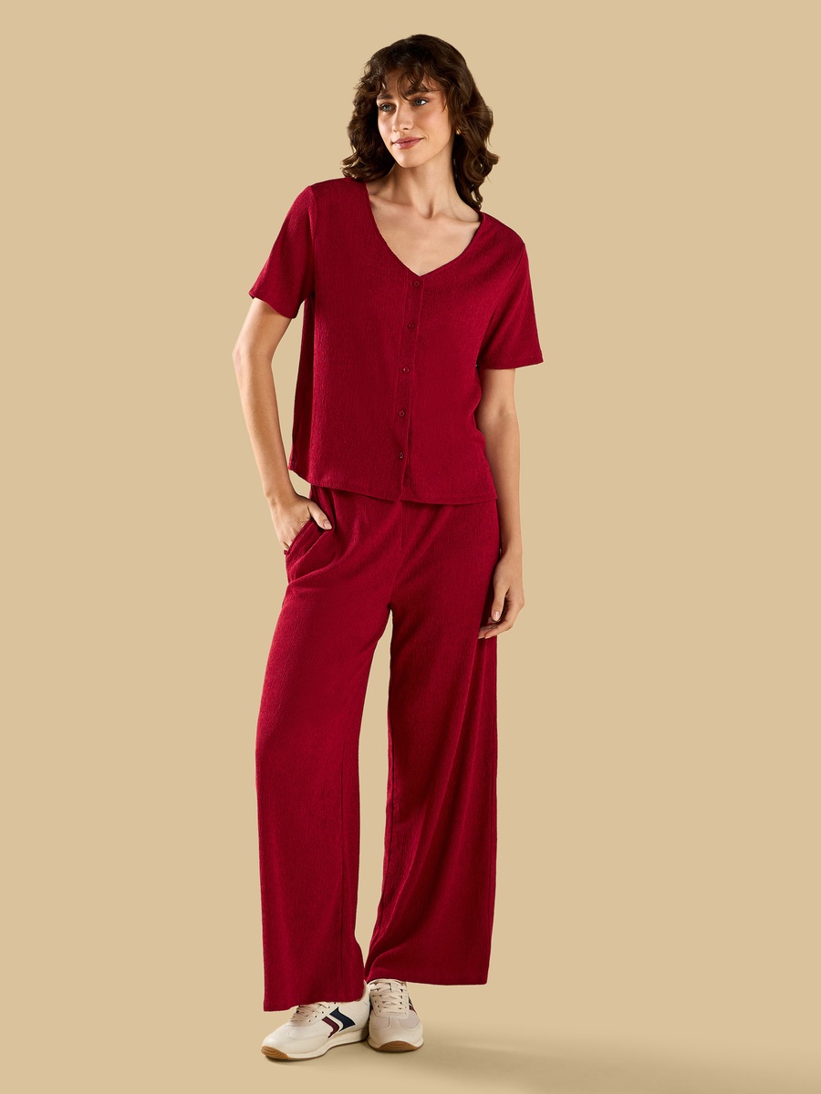 Textured V-Neck Top