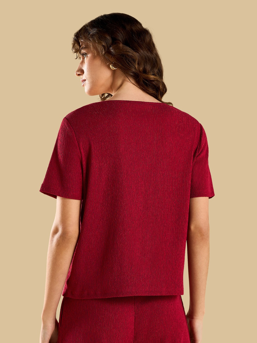 Textured V-Neck Top