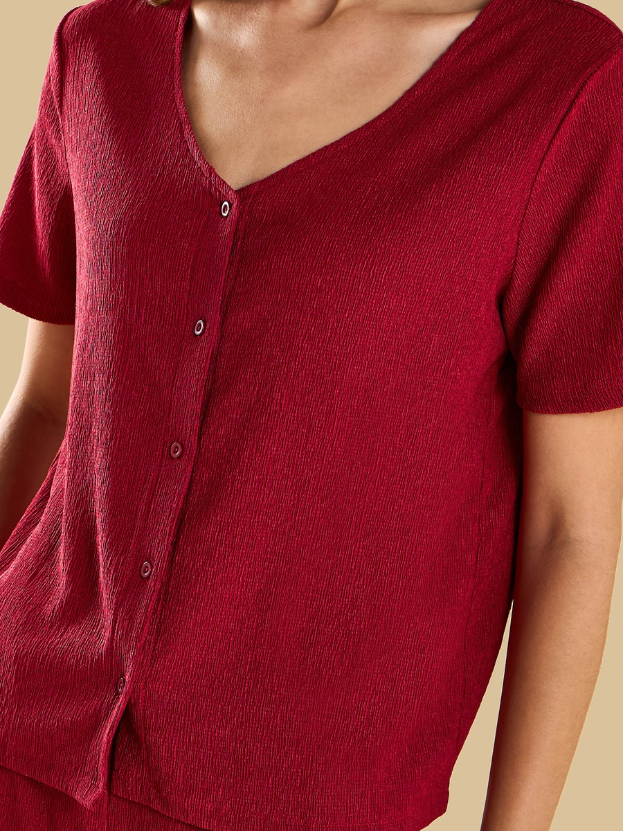 Textured V-Neck Top